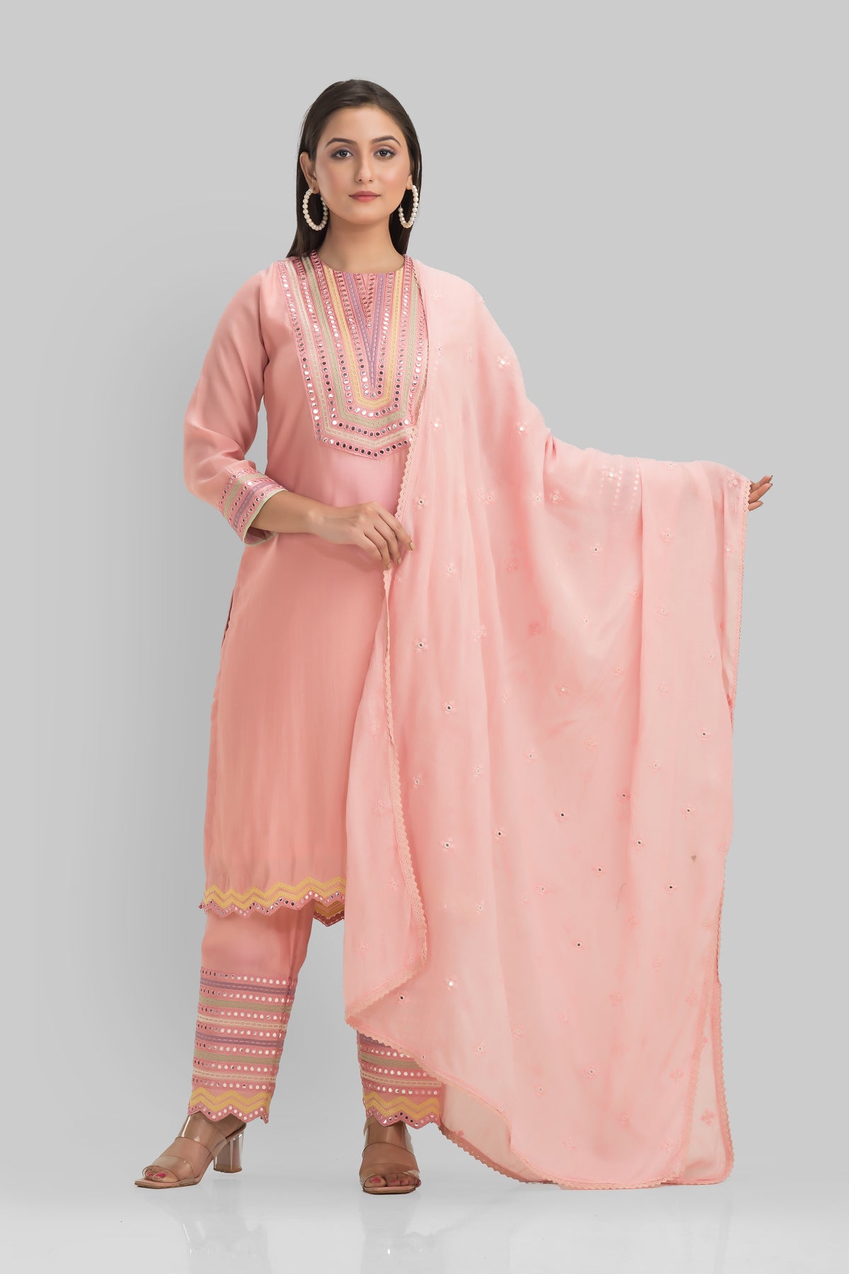 Sacred Suta Embroidered Kurta Pant and Dupatta Set