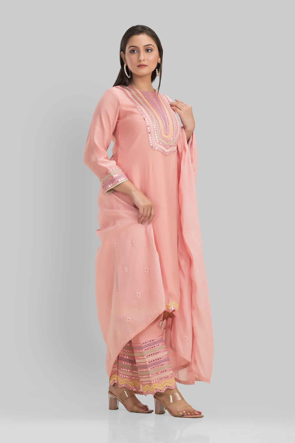 Sacred Suta Embroidered Kurta Pant and Dupatta Set