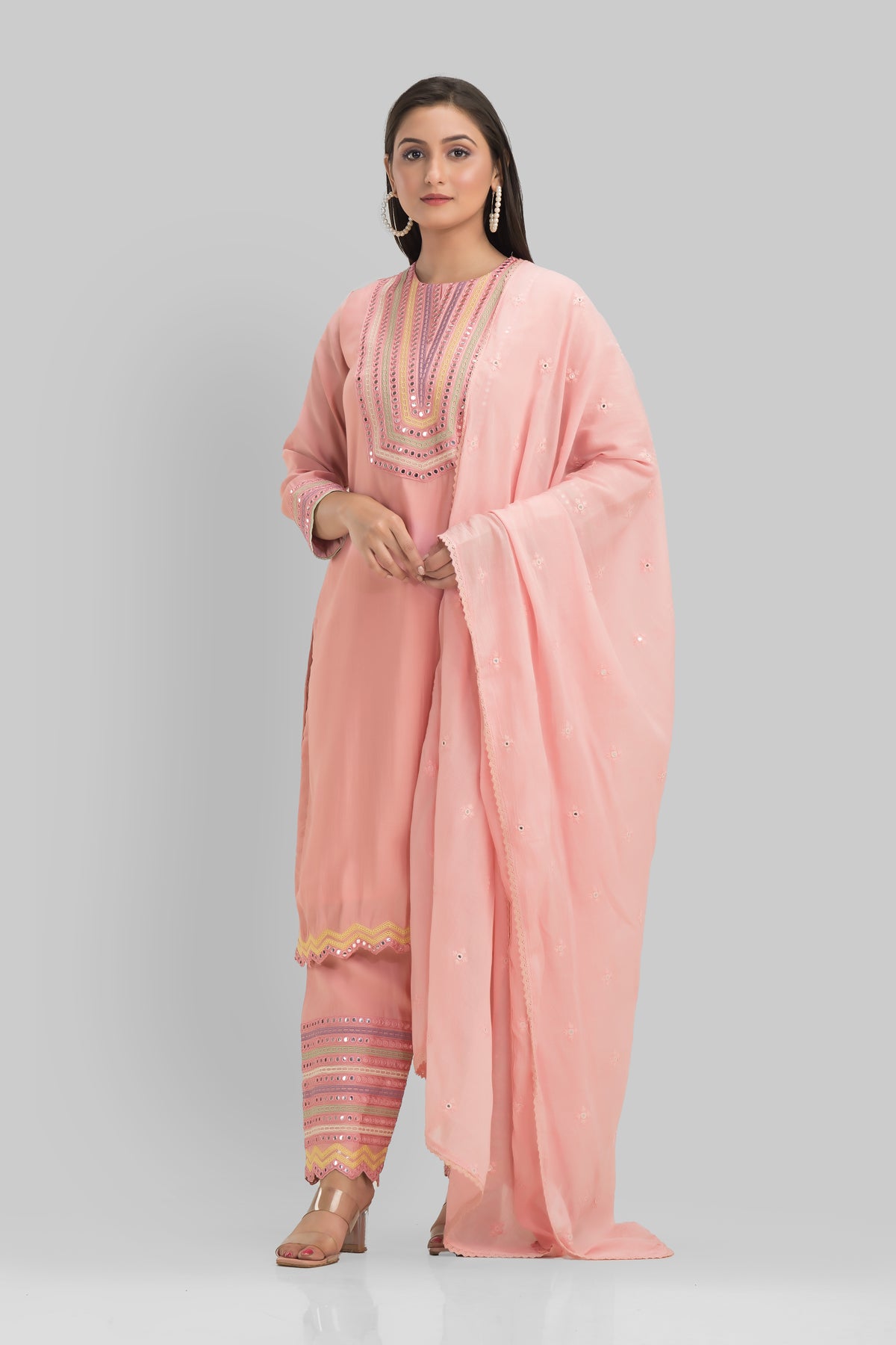 Sacred Suta Embroidered Kurta Pant and Dupatta Set