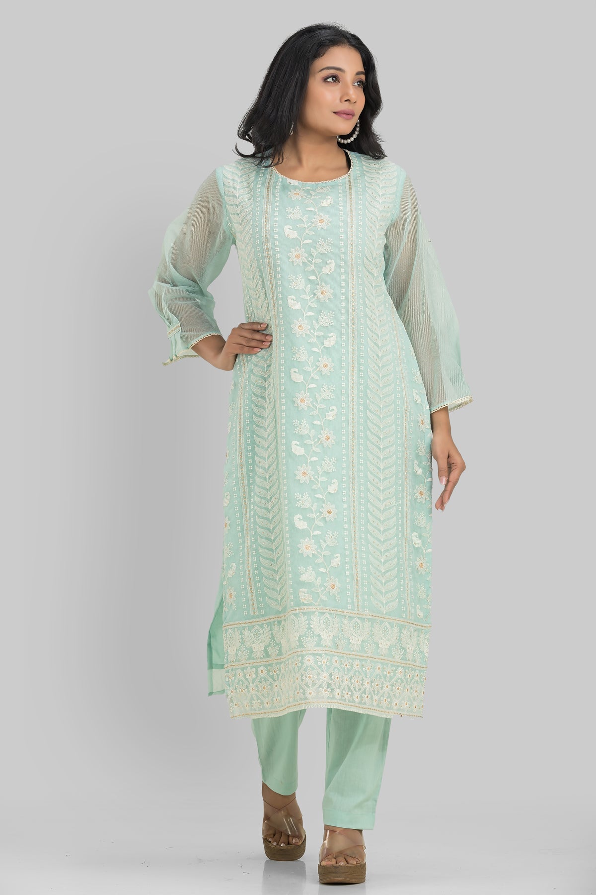 Cotton Kurta Set Frontal Embroidery_Summer Collection