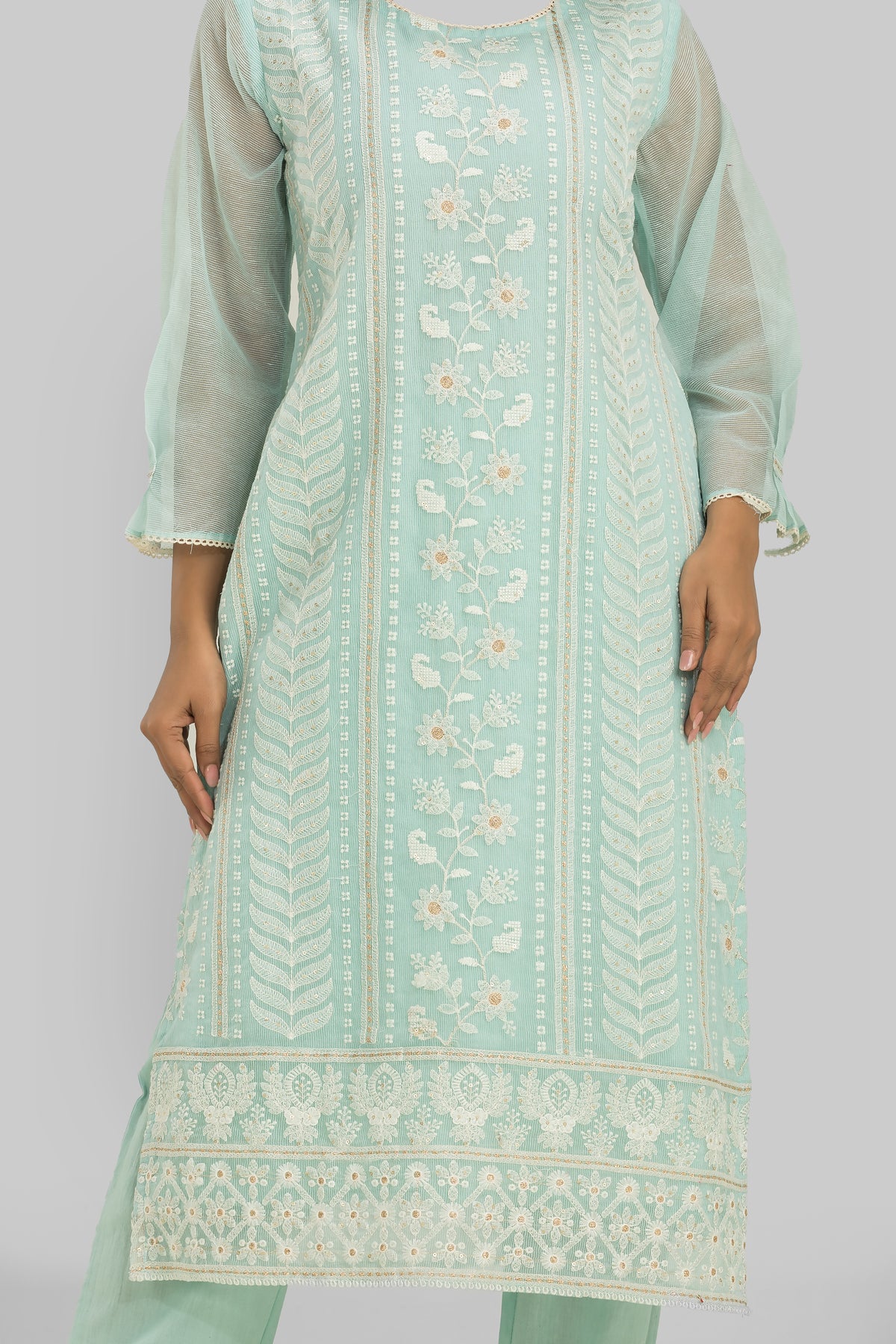 Cotton Kurta Set Frontal Embroidery_Summer Collection