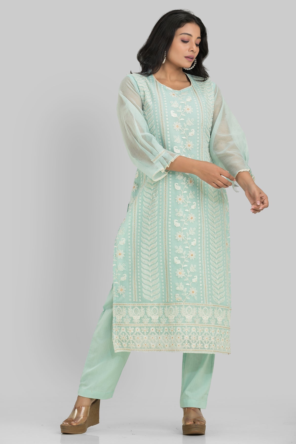 Cotton Kurta Set Frontal Embroidery_Summer Collection