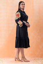 Sacred Suta Designer Dress with Hand Painted Puffed Sleeves