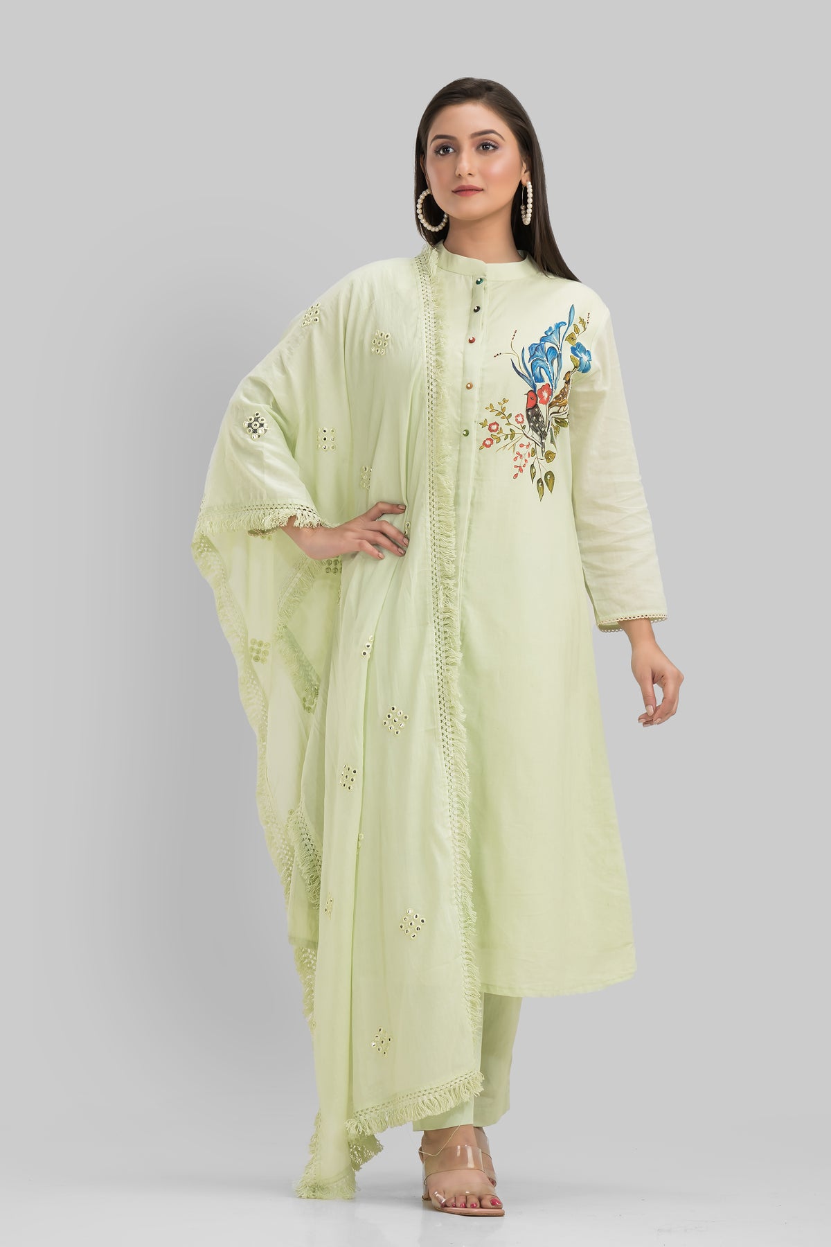 Sacred Suta Hand Painted Kurta Set_Basra collection