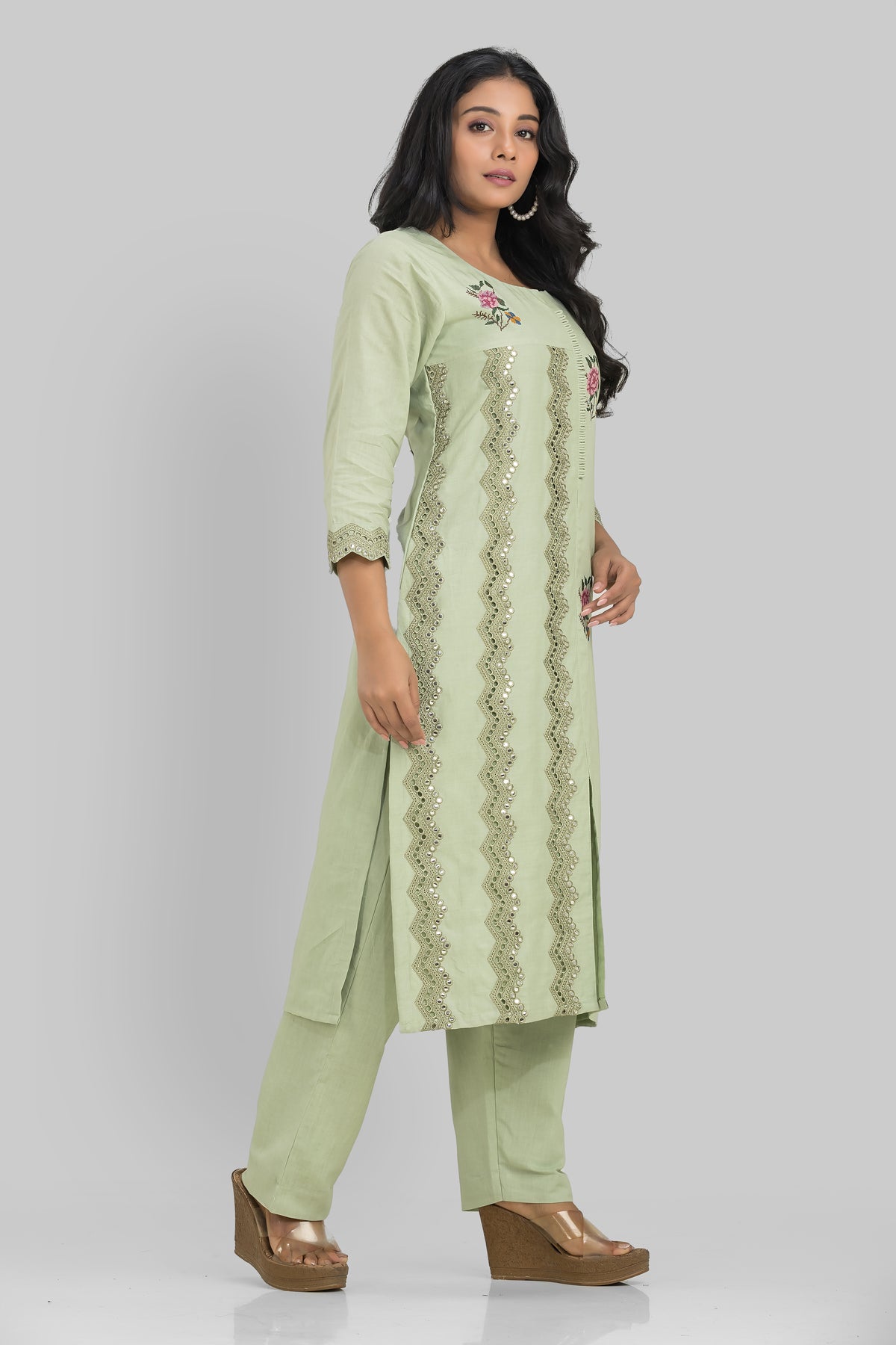 Embroidered Cotton Kurta Set for Women