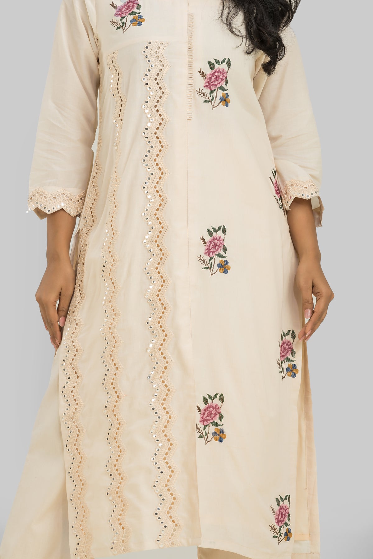 Embroidered Cotton Kurta Set for Women