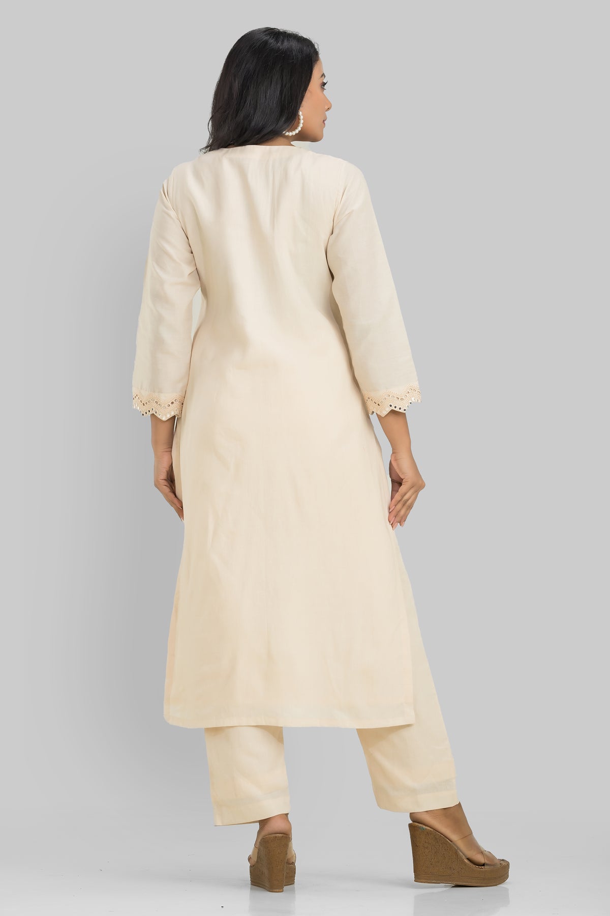 Embroidered Cotton Kurta Set for Women