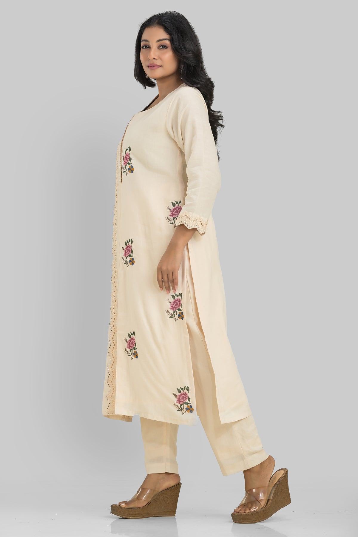 Embroidered Cotton Kurta Set for Women