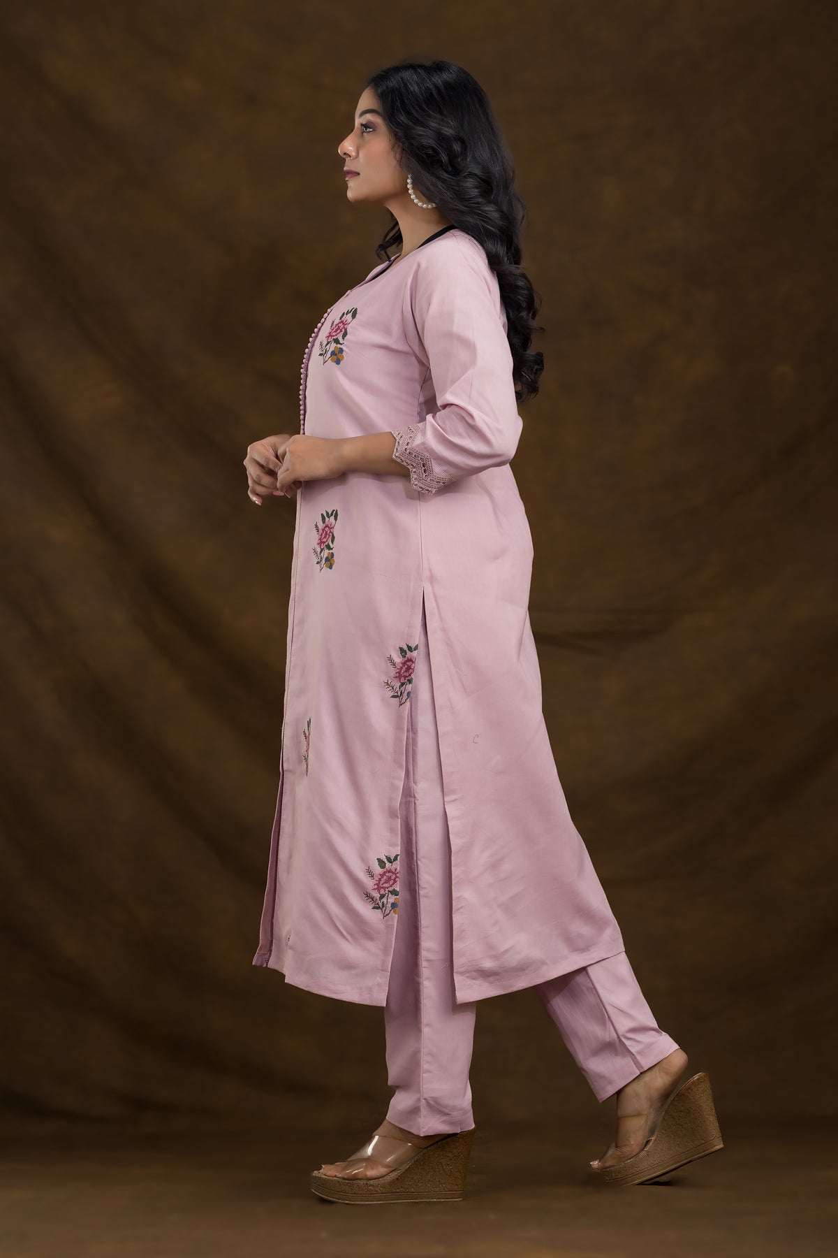 Embroidered Cotton Kurta Set for Women