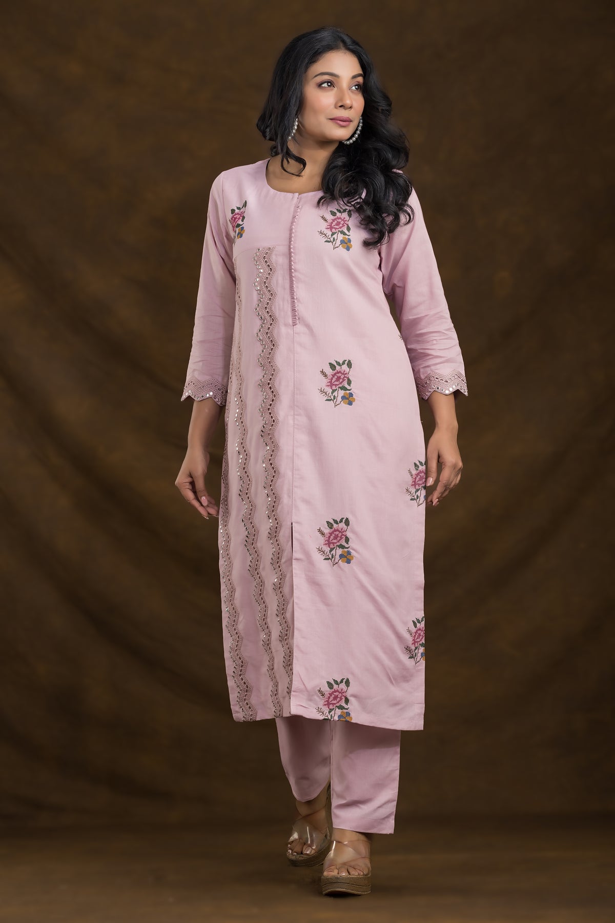 Embroidered Cotton Kurta Set for Women