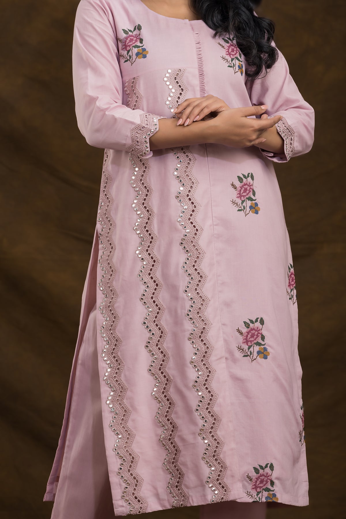 Embroidered Cotton Kurta Set for Women