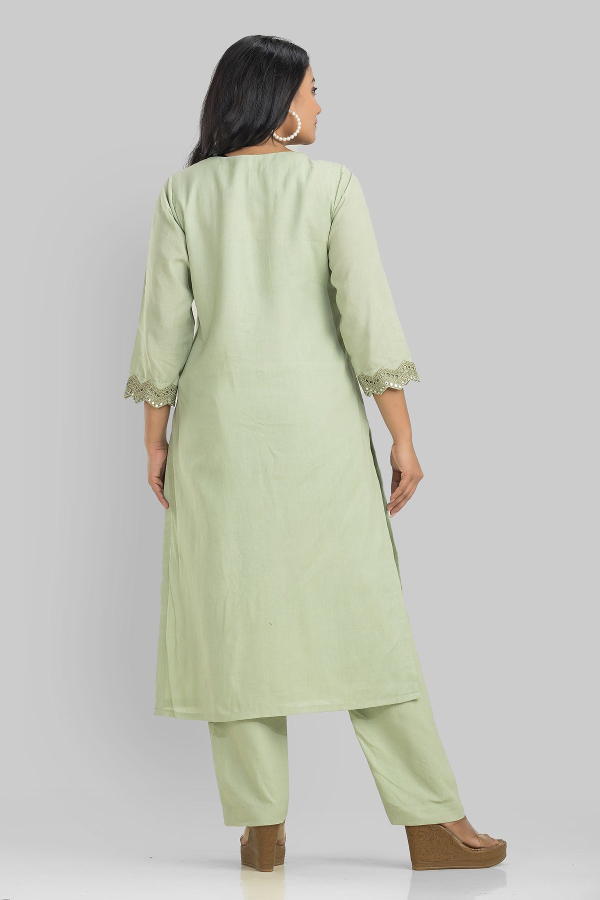 Embroidered Cotton Kurta Set for Women