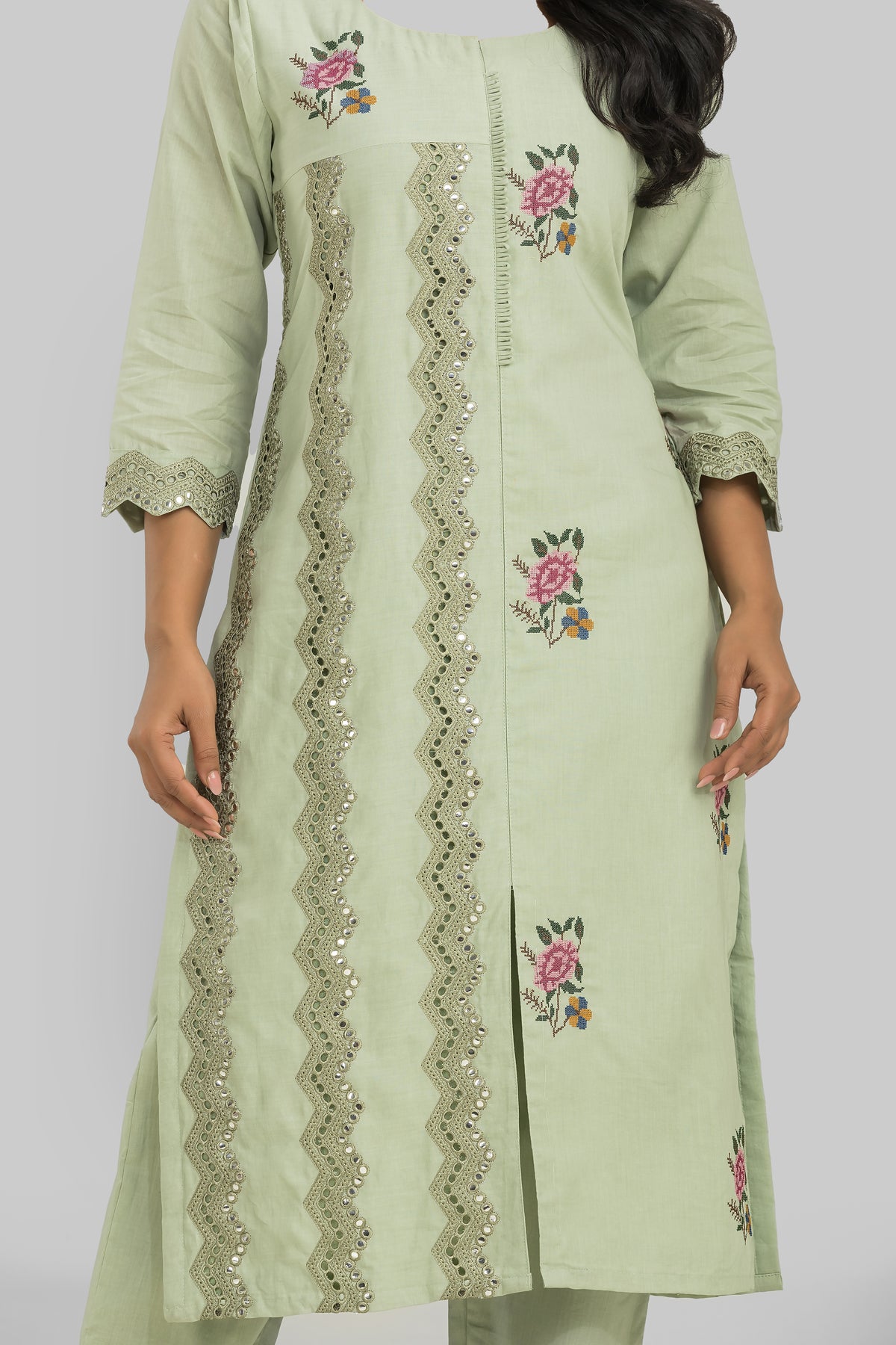 Embroidered Cotton Kurta Set for Women