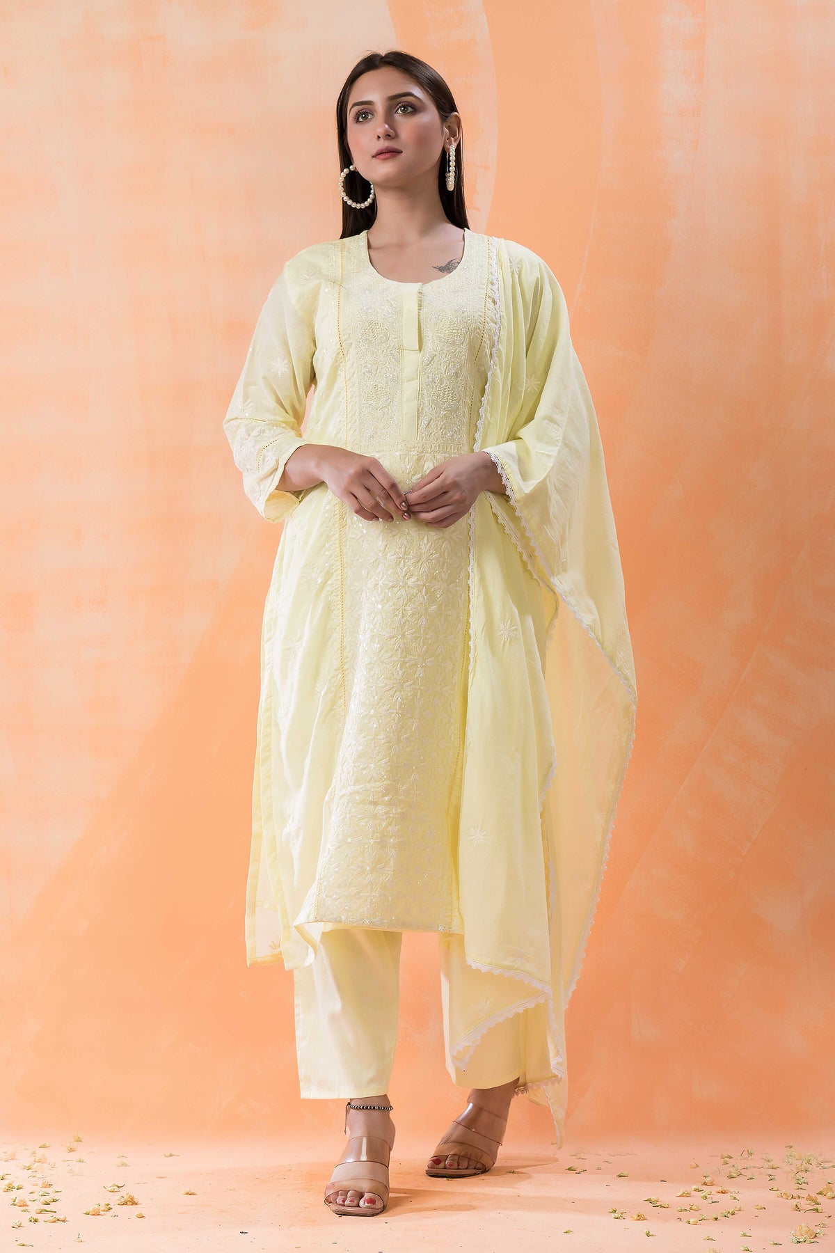 Sacred Suta Embroidered Mulmul Kurta set_Basra Collection