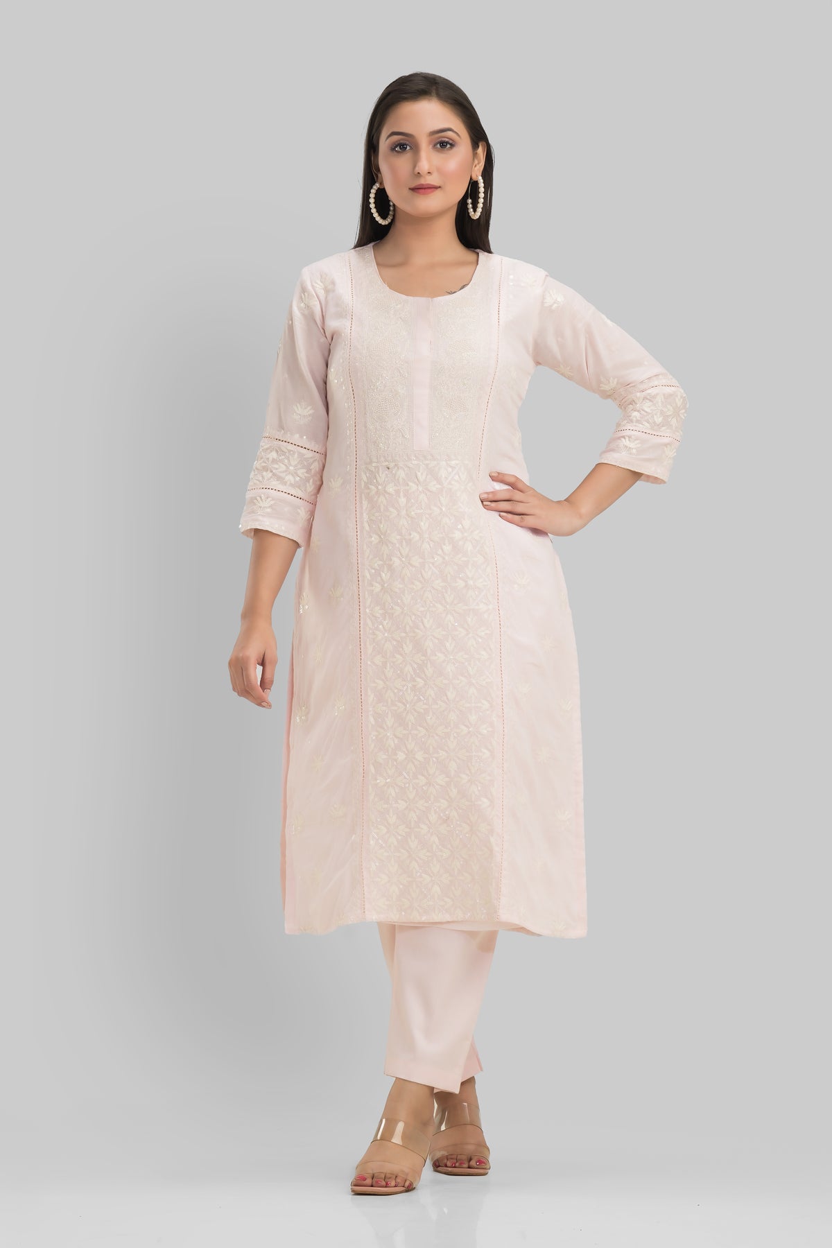 Sacred Suta Embroidered Mulmul Kurta set_Basra Collection