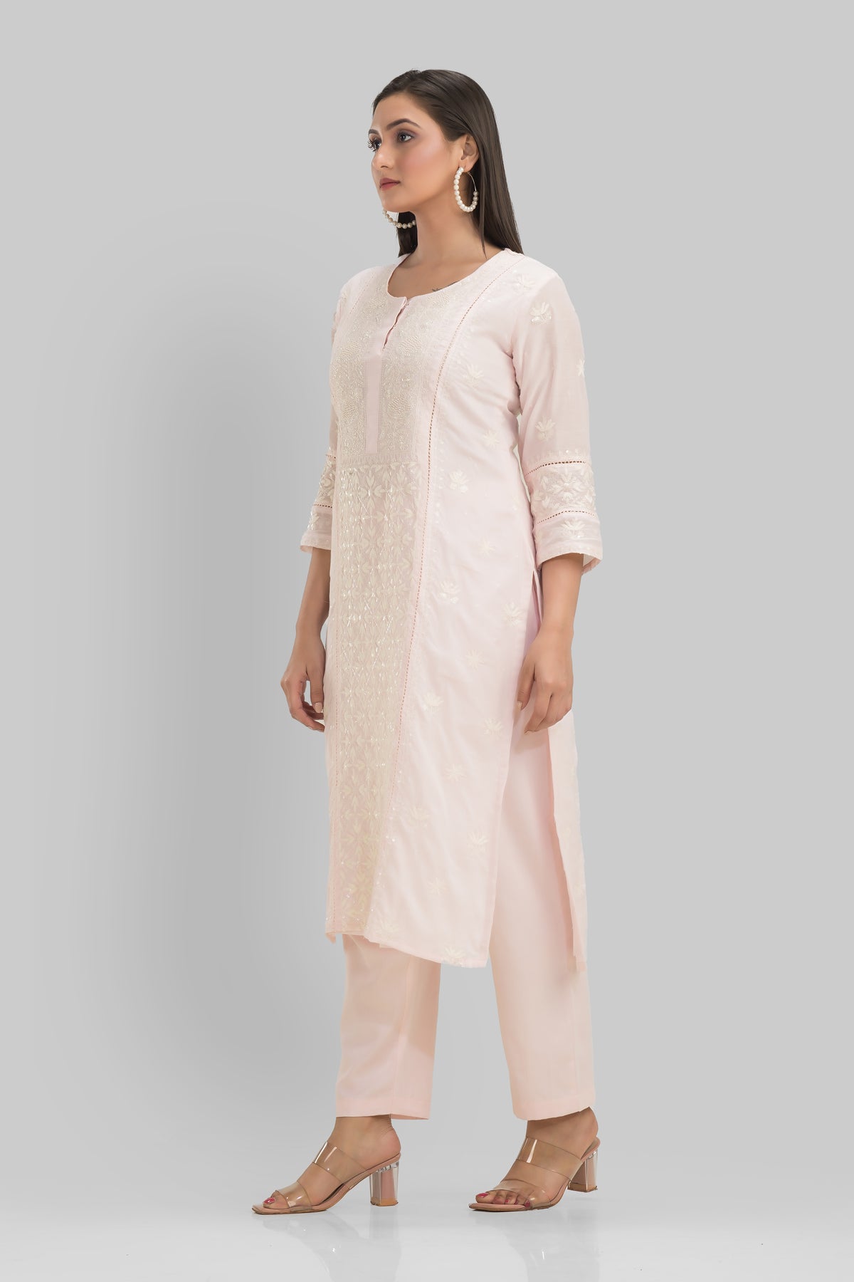 Sacred Suta Embroidered Mulmul Kurta set_Basra Collection