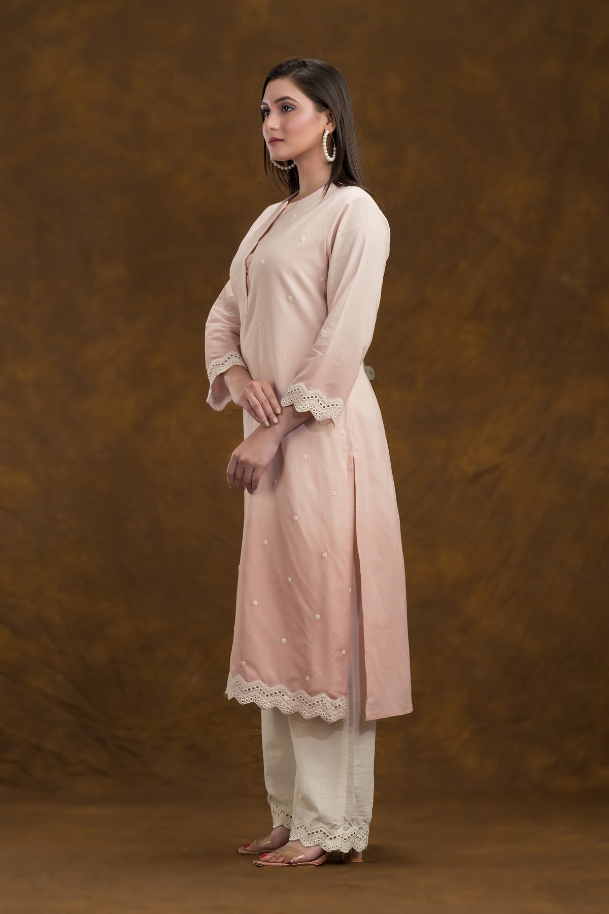 Embroidered Cotton Kurta-Pant-Dupatta Set