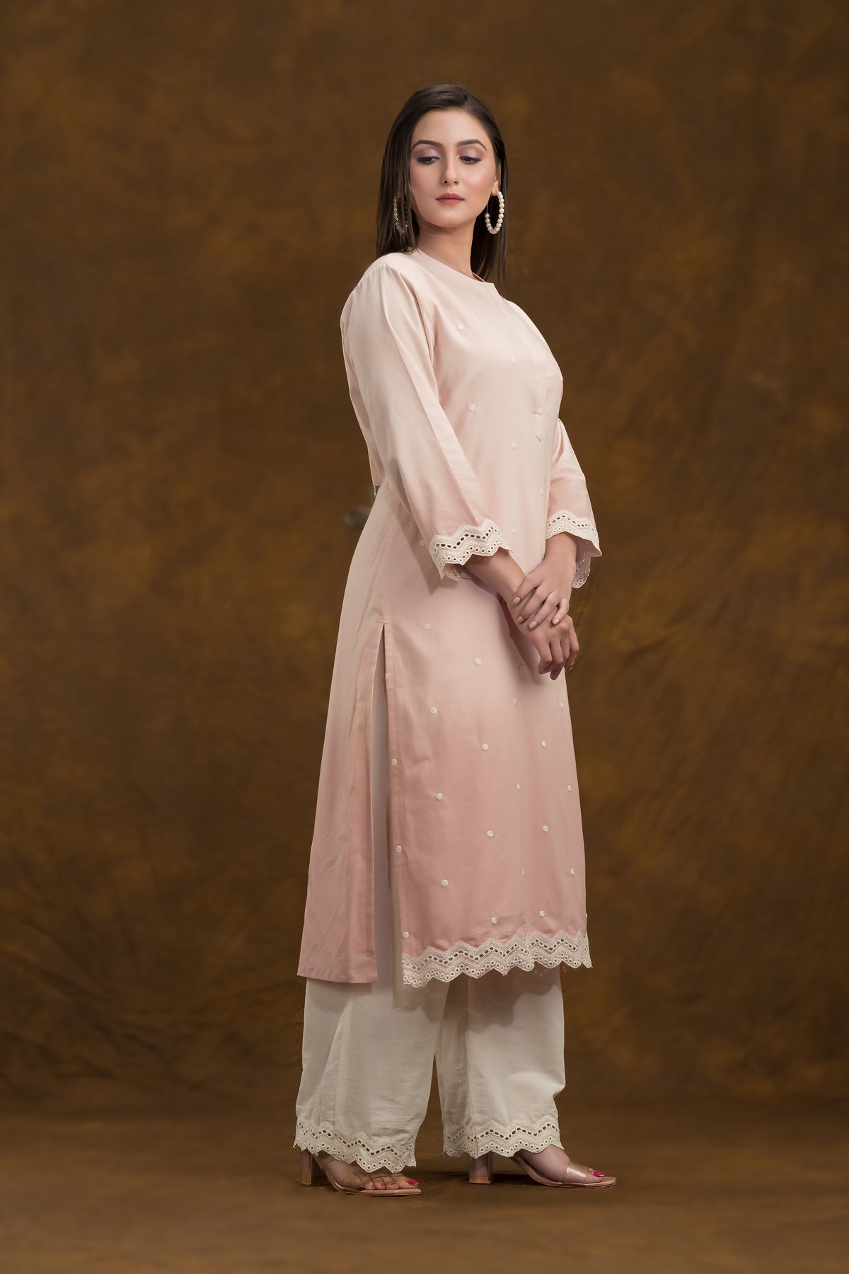 Embroidered Cotton Kurta-Pant-Dupatta Set