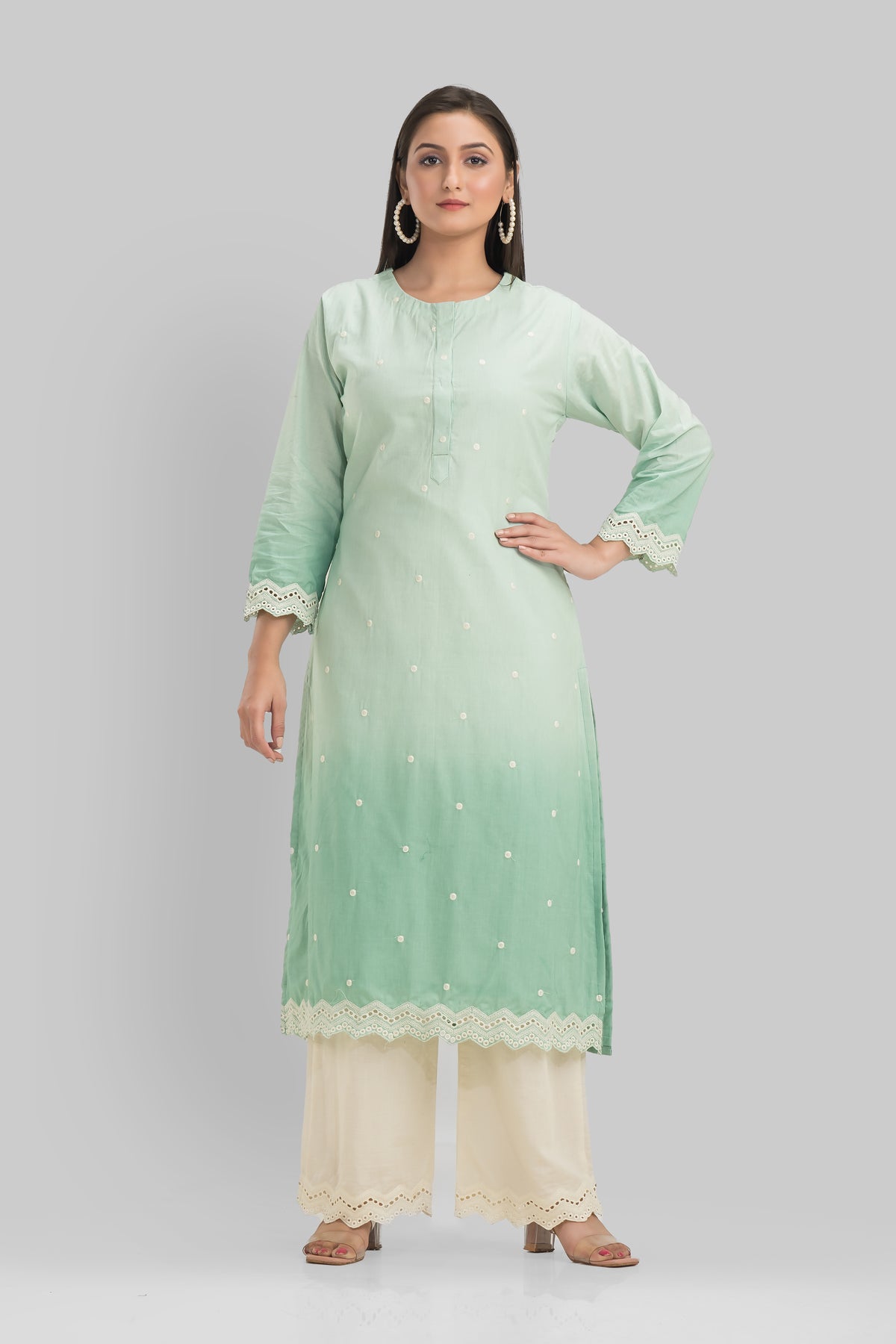 Sacred Suta Embroidered Cotton Kurta-Pant-Dupatta Set