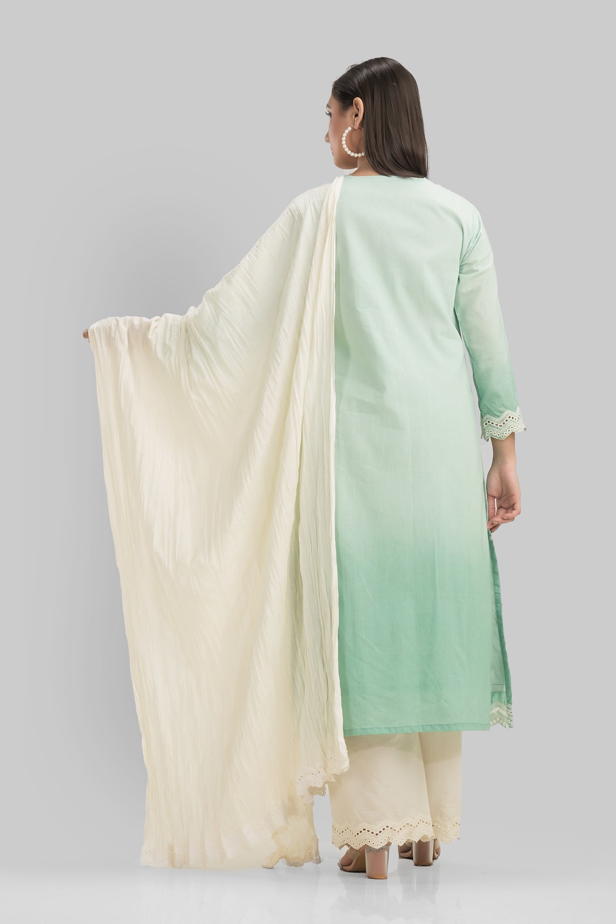 Embroidered Cotton Kurta-Pant-Dupatta Set