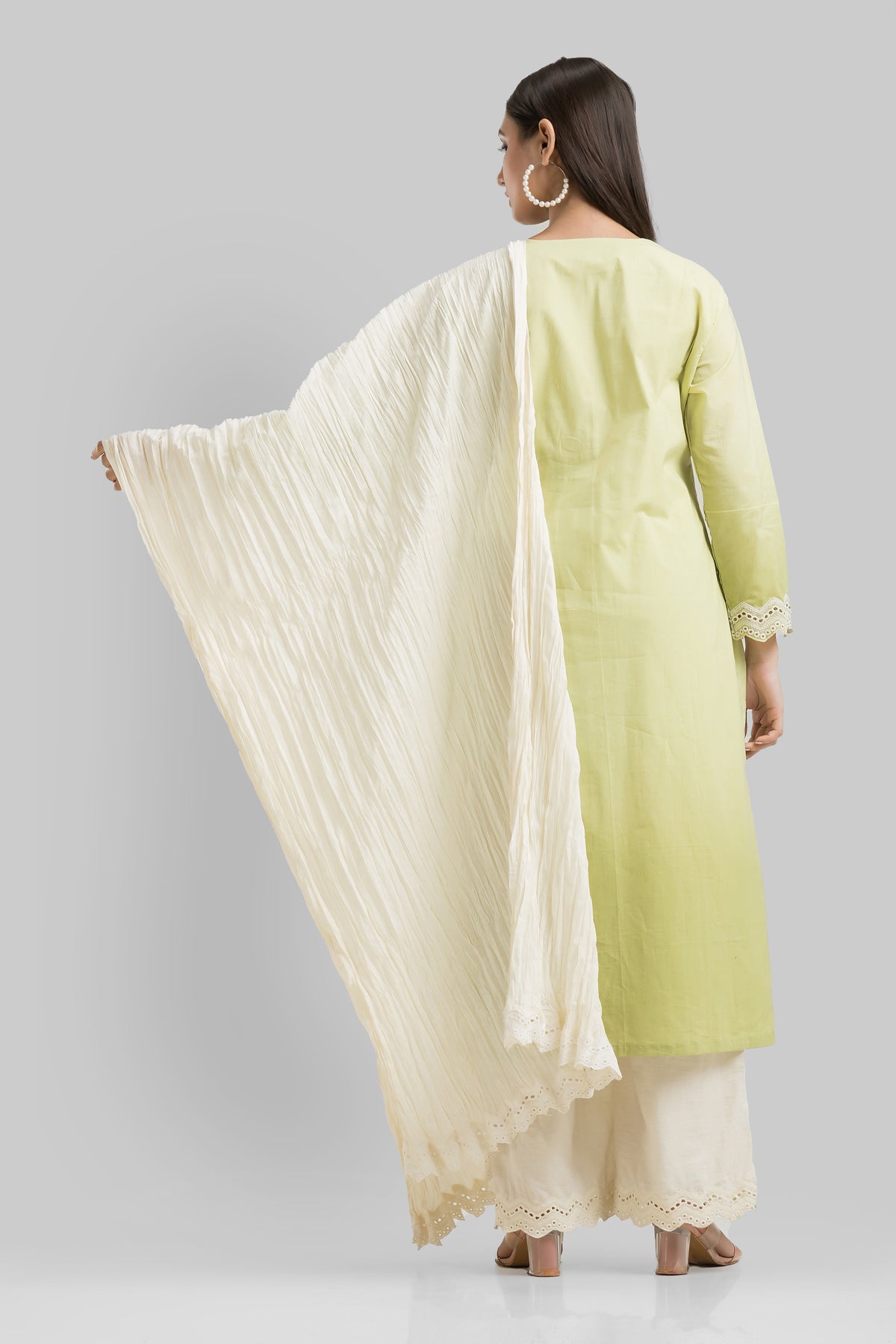 Embroidered Cotton Kurta-Pant-Dupatta Set