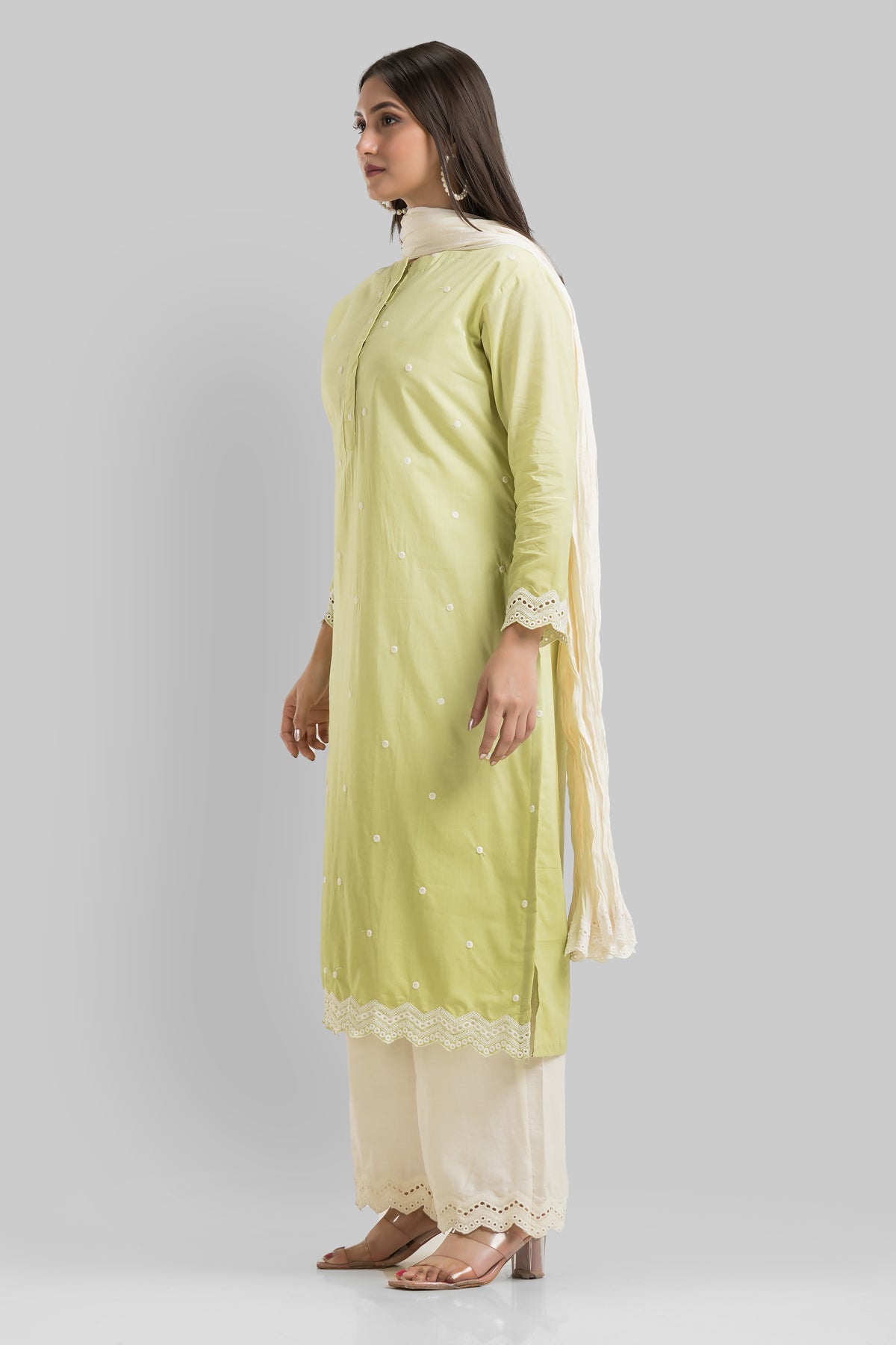 Sacred Suta Embroidered Cotton Kurta-Pant-Dupatta Set