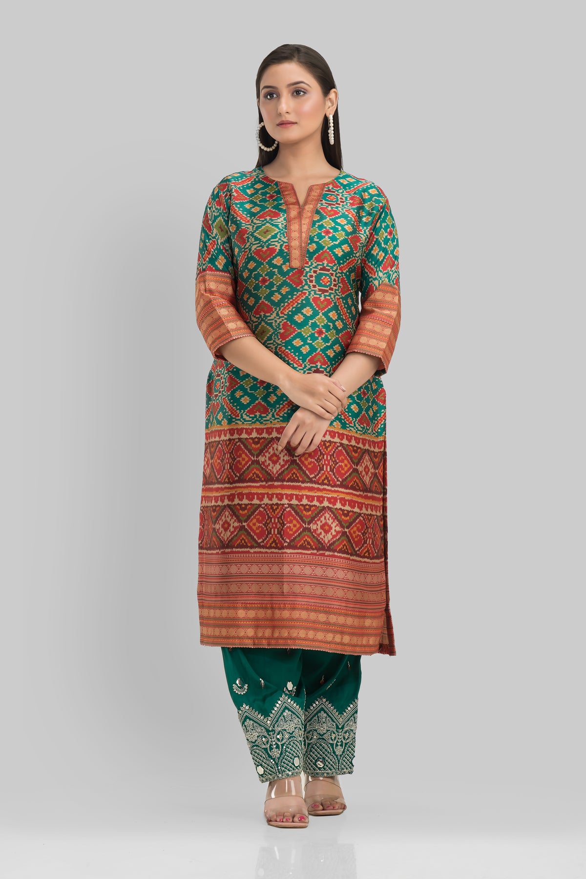 Sacred Suta Embroidered Silk Kurta-Pant Set