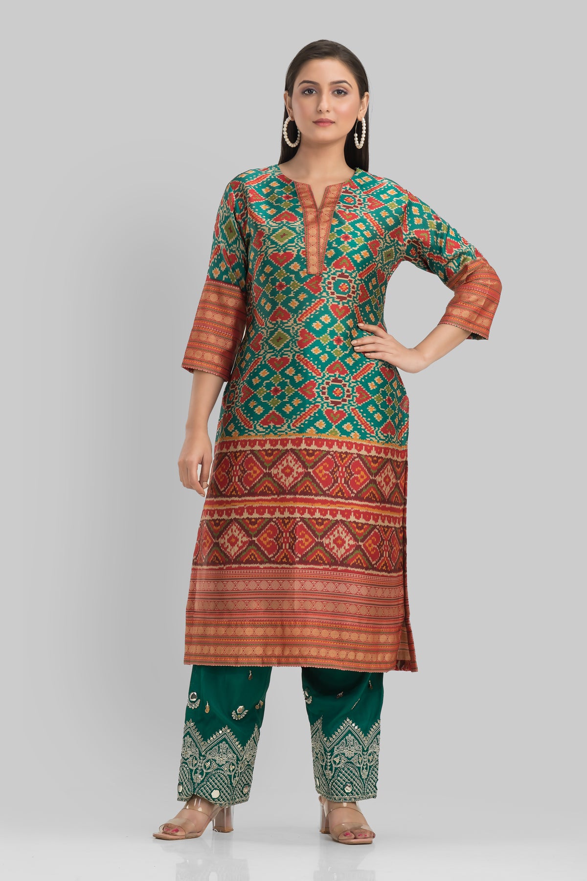 Sacred Suta Embroidered Silk Kurta-Pant Set