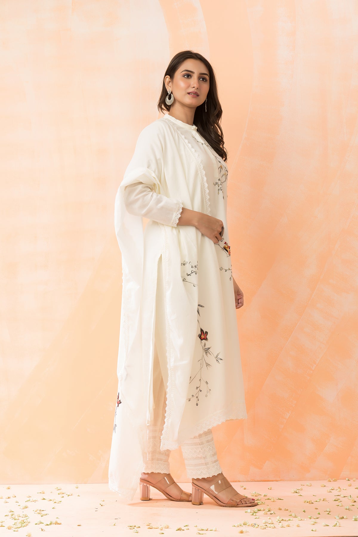 Embroidered Cotton Kurta-Pant-Dupatta Set