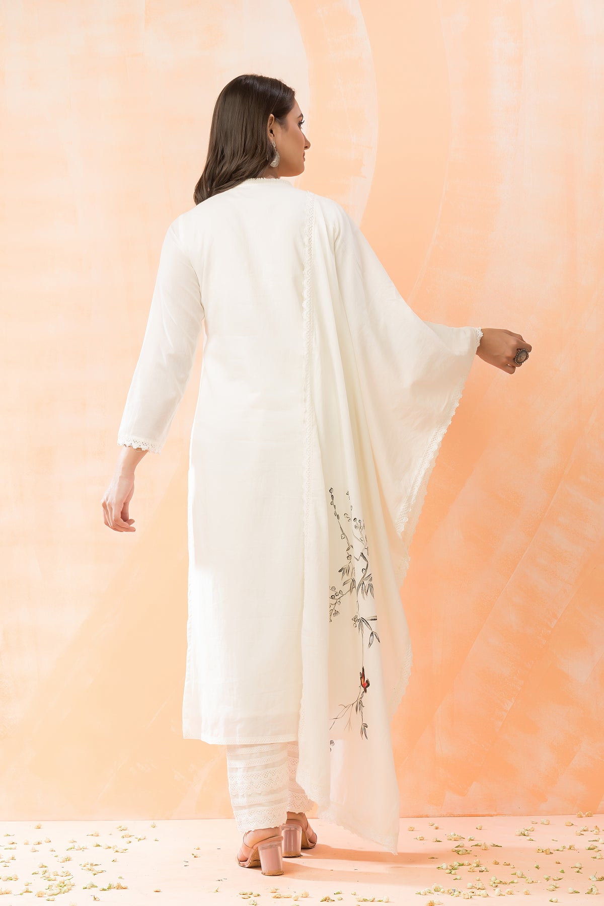 Embroidered Cotton Kurta-Pant-Dupatta Set