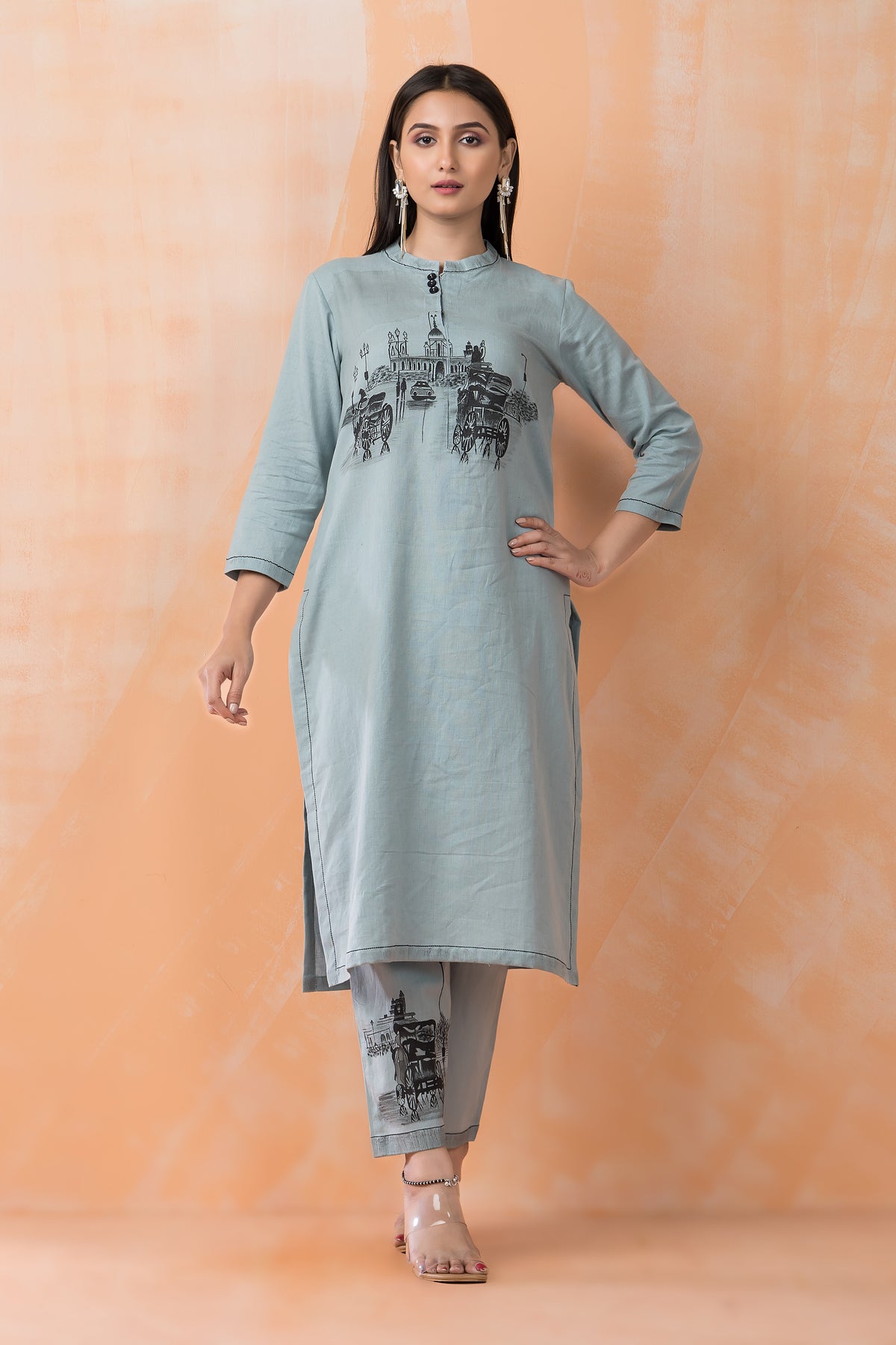 Sacred Suta Embroidered Cotton Kurta-Pant Set