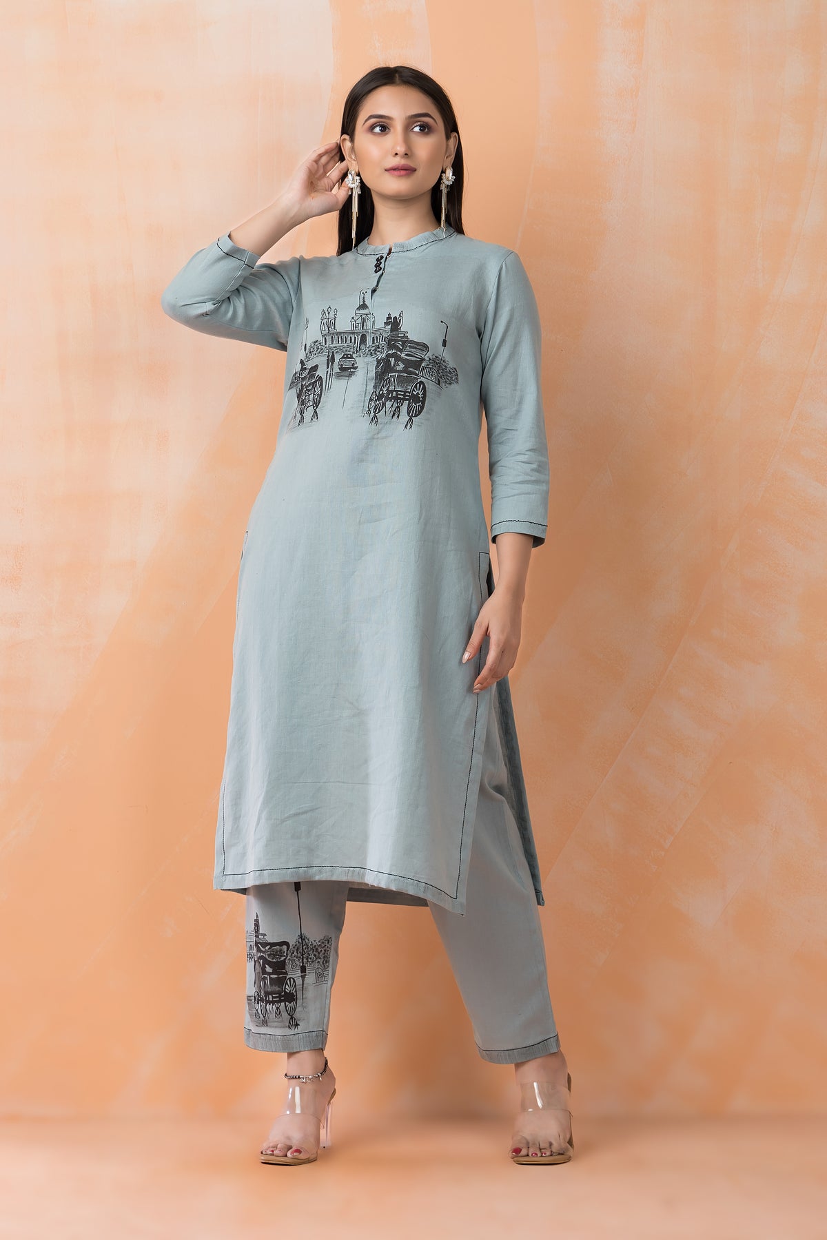 Sacred Suta Embroidered Cotton Kurta-Pant Set