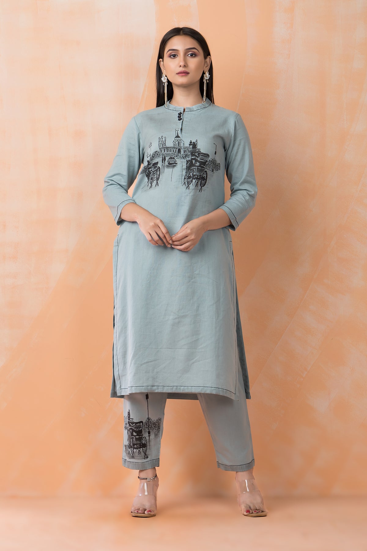 Sacred Suta Embroidered Cotton Kurta-Pant Set