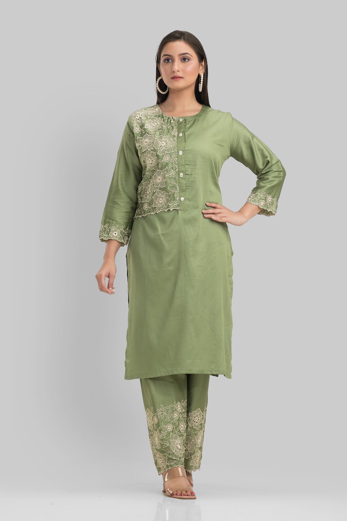 Sacred Suta Embroidered Cotton Kurta-Pant Set