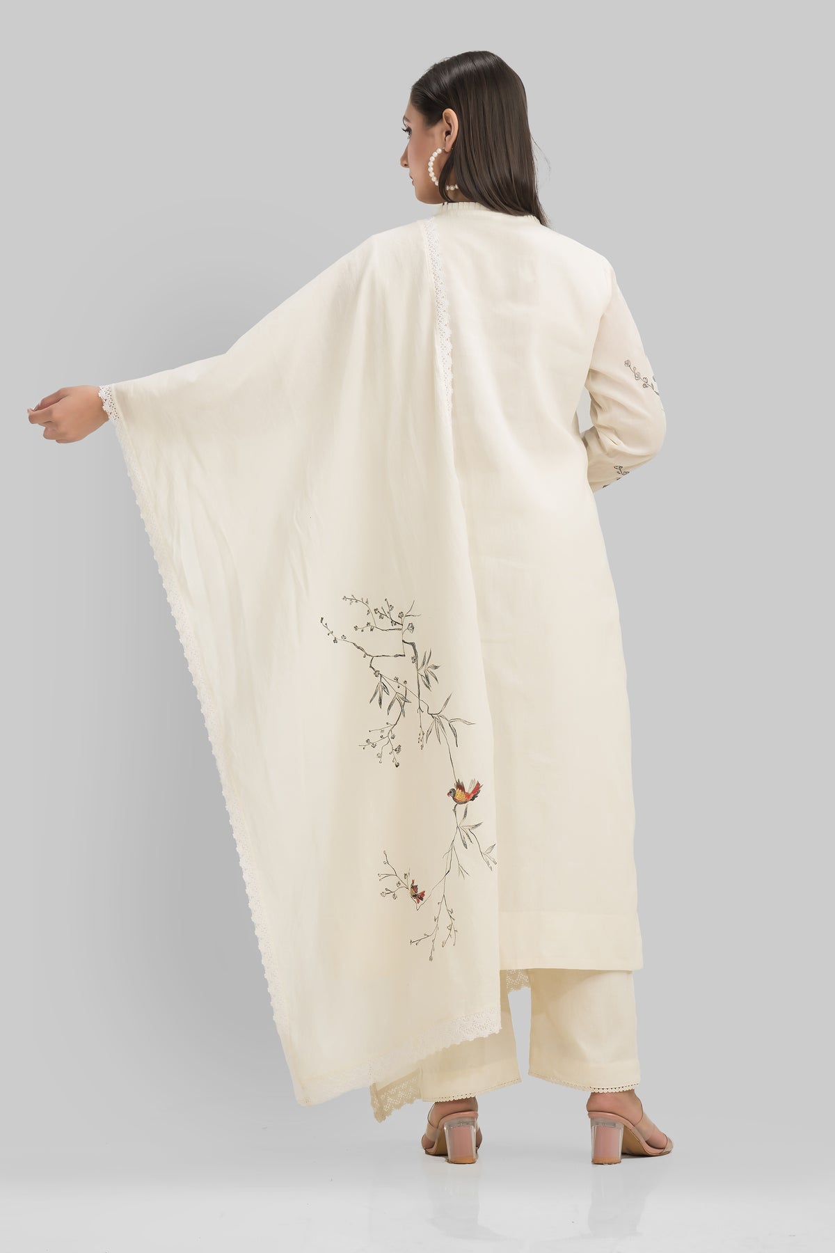 Sacred Suta Embroidered Cotton Kurta-Pant Dupatta Set