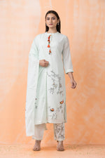 Sacred Suta Embroidered Cotton Kurta-Pant Dupatta Set