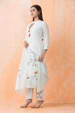 Sacred Suta Embroidered Cotton Kurta-Pant Dupatta Set
