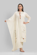 Sacred Suta Embroidered Cotton Kurta-Pant Dupatta Set