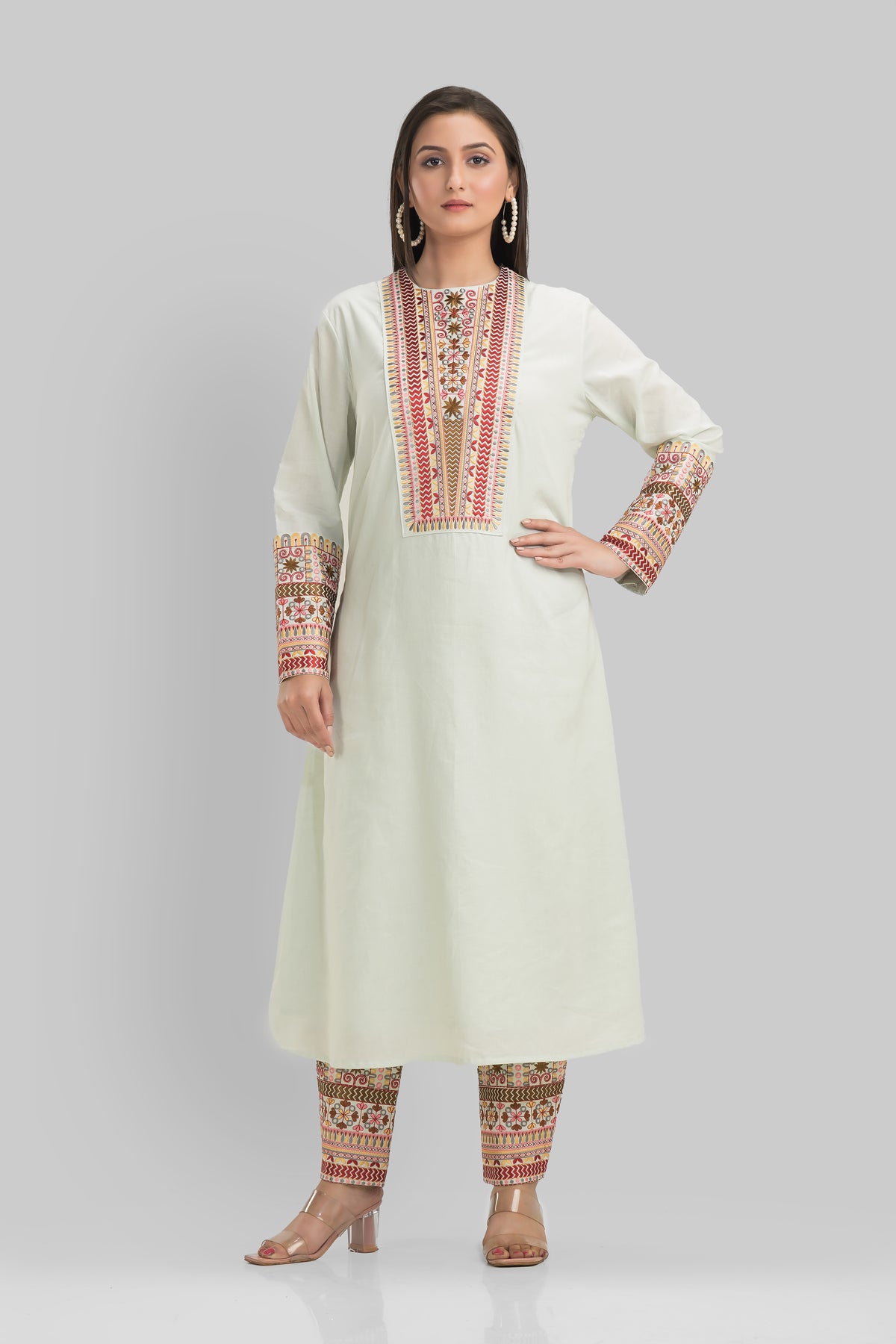 Sacred Suta Embroidered Silk Kurta-Pant Set