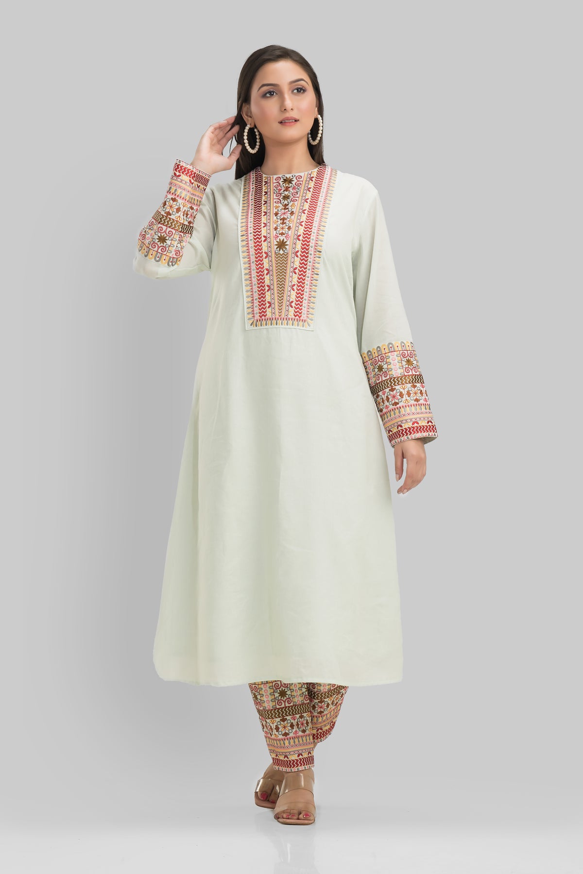 Sacred Suta Embroidered Silk Kurta-Pant Set