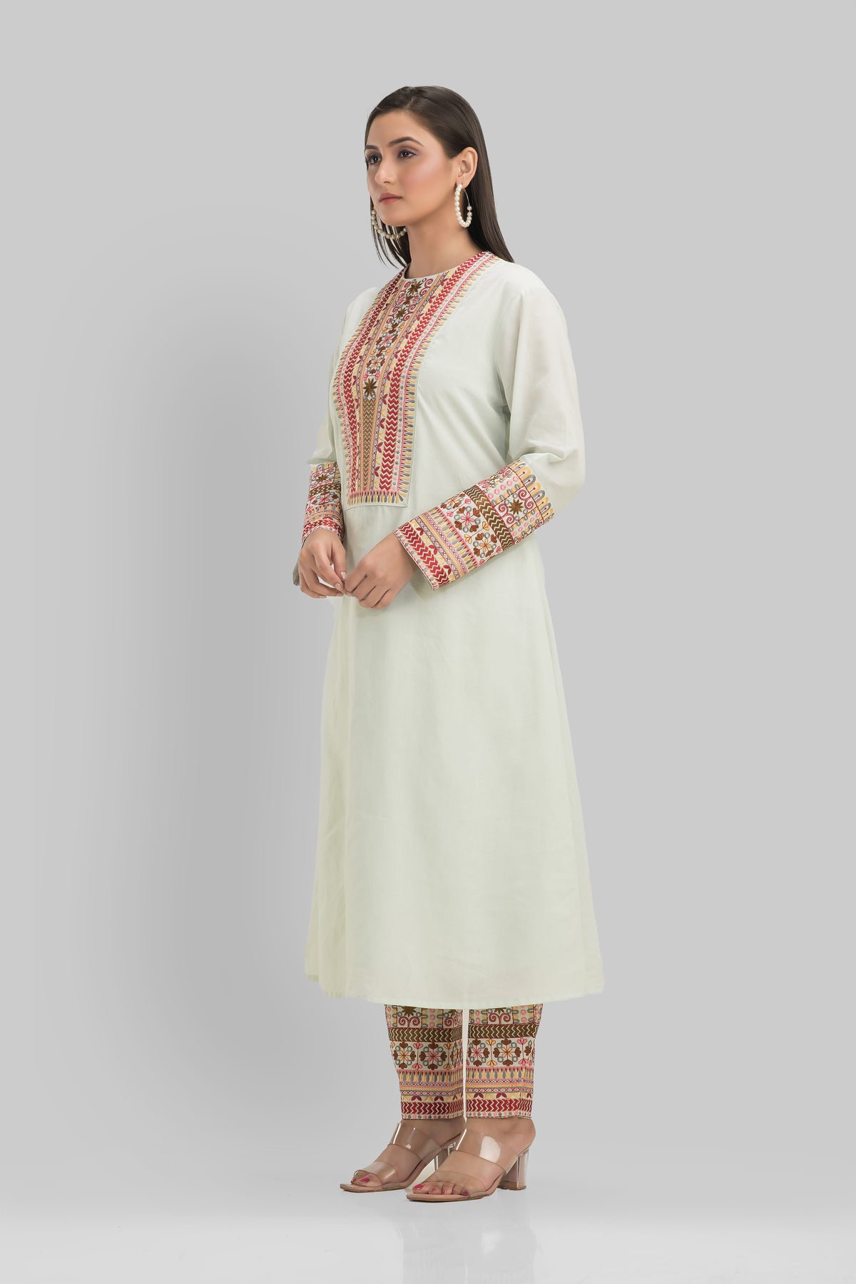 Sacred Suta Embroidered Silk Kurta-Pant Set