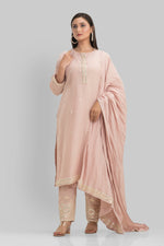 Embroidered Cotton Kurta-Pant-Dupatta Set