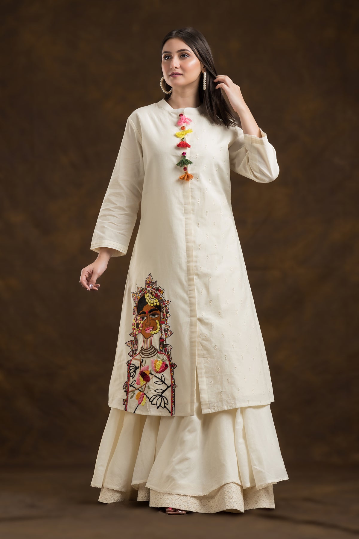 Designer Mulmul Kurta-Palazo Set