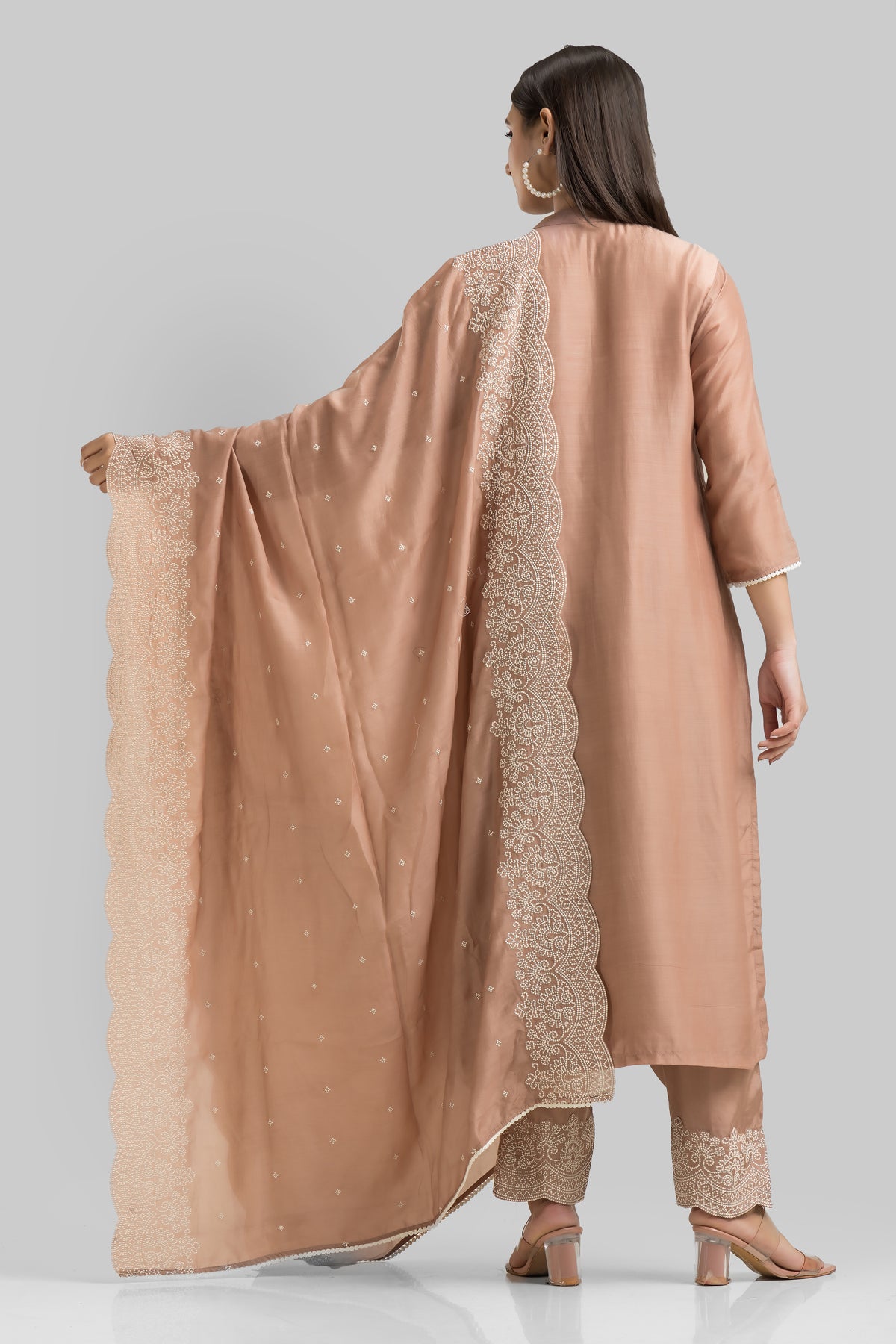 Sacred Suta Designer Silk Kurta-Pant-Dupatta Set