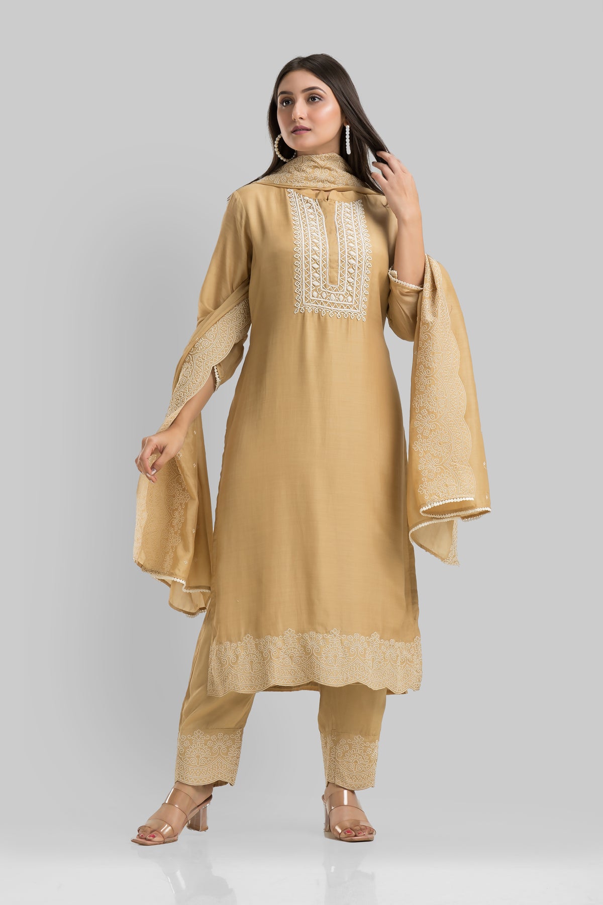 Sacred Suta Designer Silk Kurta-Pant-Dupatta Set