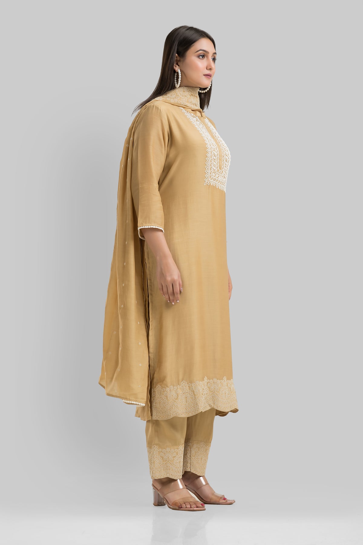 Sacred Suta Designer Silk Kurta-Pant-Dupatta Set