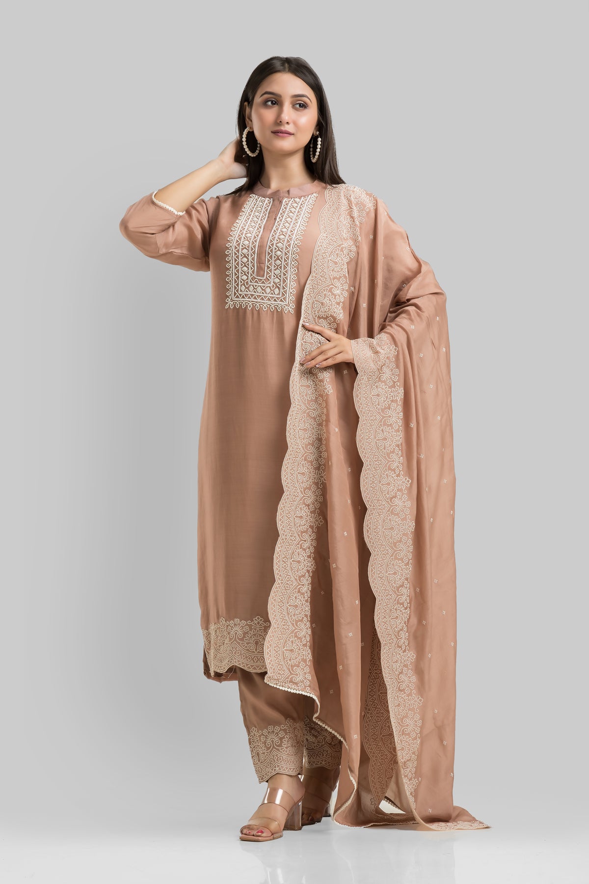 Sacred Suta Designer Silk Kurta-Pant-Dupatta Set