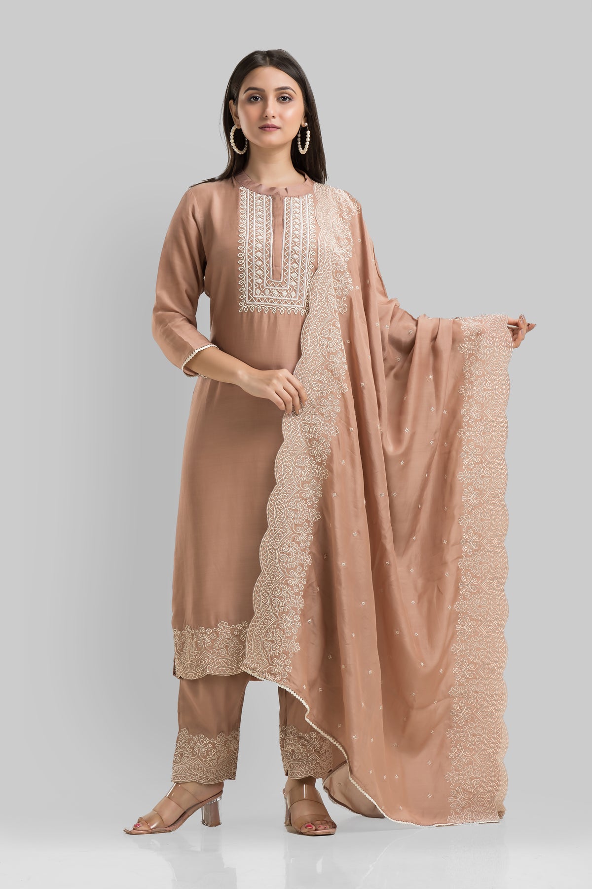 Sacred Suta Designer Silk Kurta-Pant-Dupatta Set