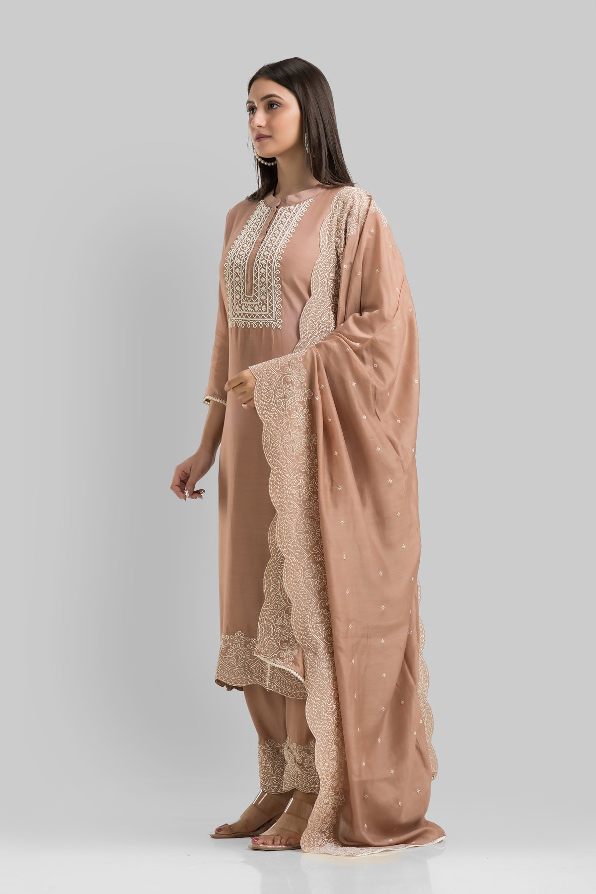 Sacred Suta Designer Silk Kurta-Pant-Dupatta Set