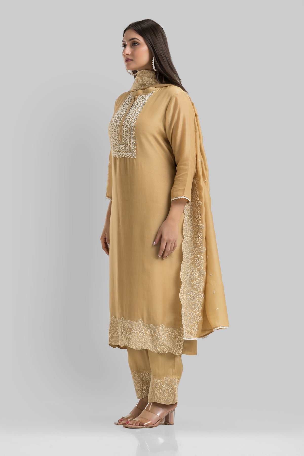 Sacred Suta Designer Silk Kurta-Pant-Dupatta Set